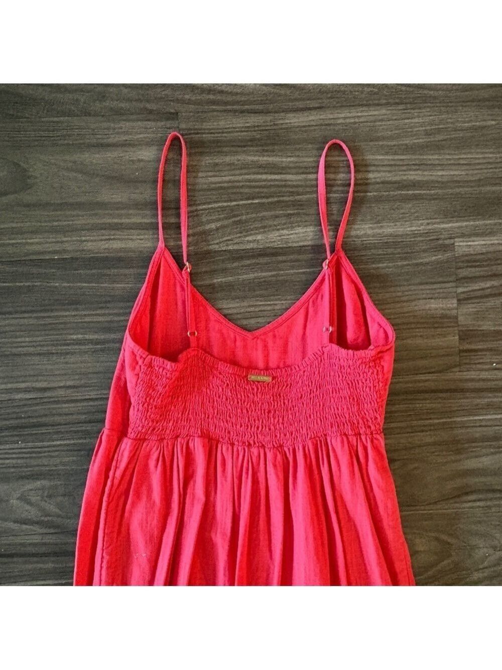Billabong Dance Away Red Cotton Maxi Dress V-neckline - Picture 5 of 11